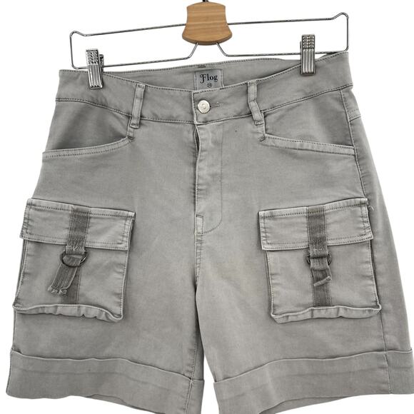Bevy Flog Kim Cargo Shorts‎ Pockets Cotton Stretch Gray Size 28 - Picture 4 of 11